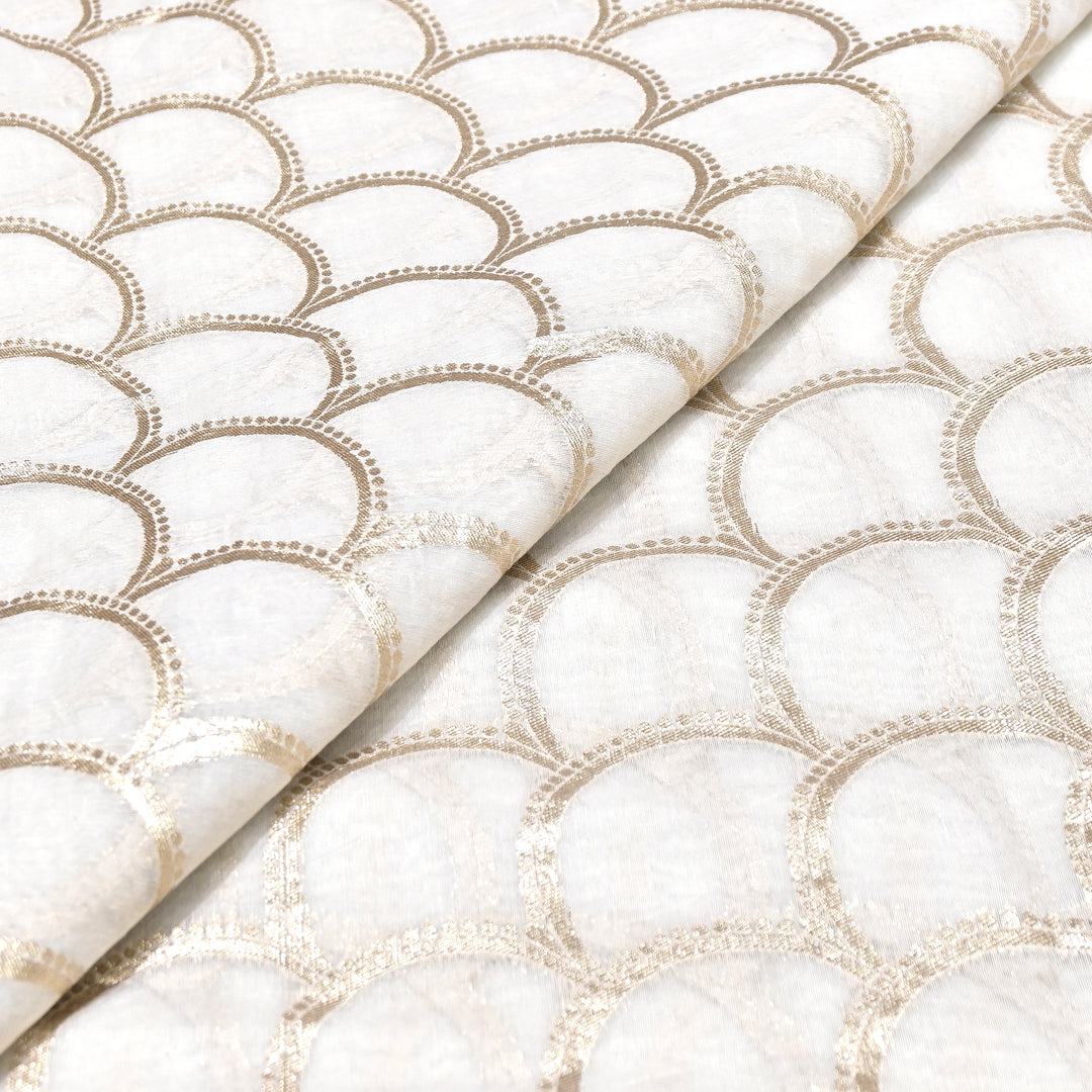 Banarasi Chanderi Gold Mat Zari Fabric – Premium Designer Ethnic Wear Fabric 000313-10