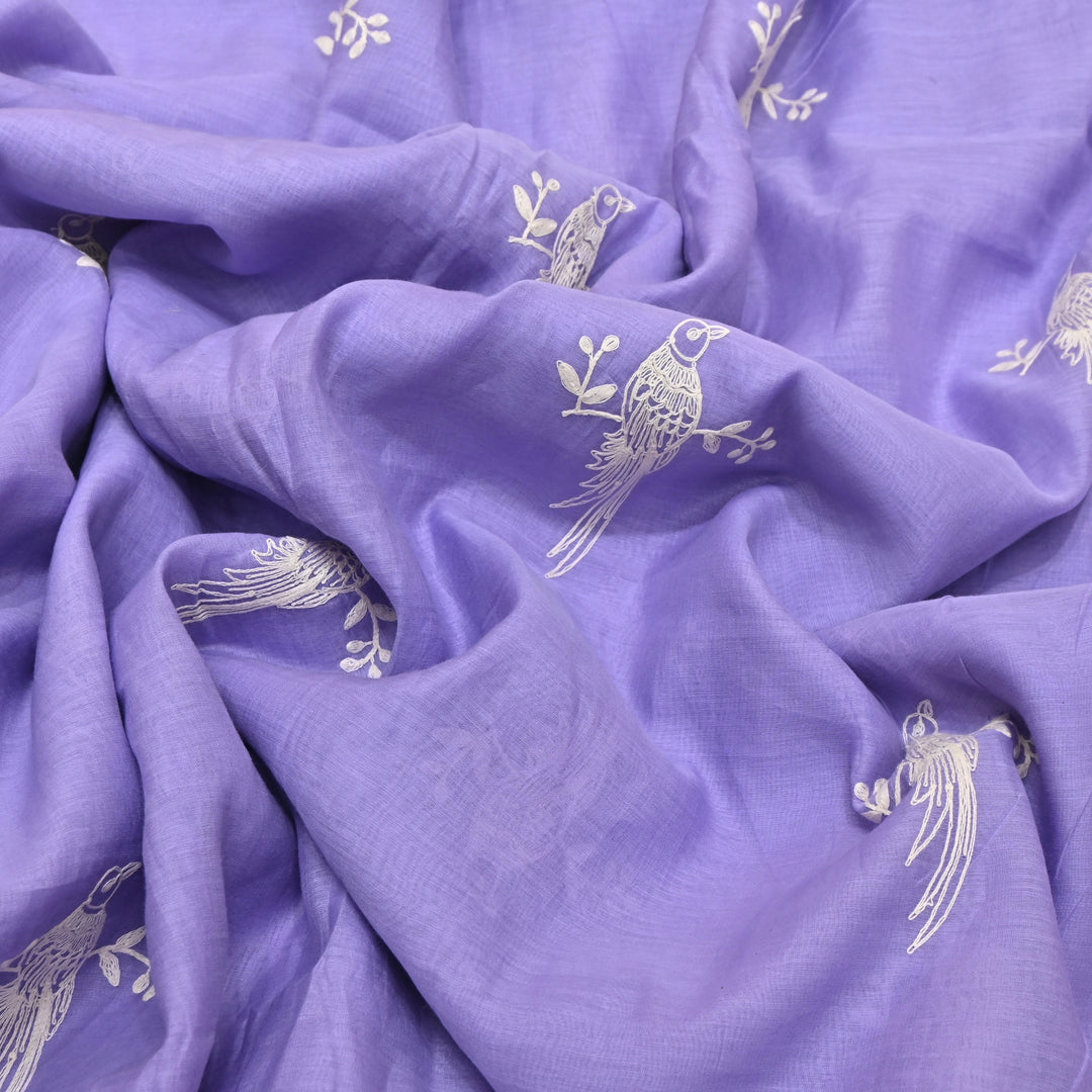 LAVENDER PURPLE COLOR MUL CHANDERI THREAD EMBROIDERY FABRIC GP4120A-6
