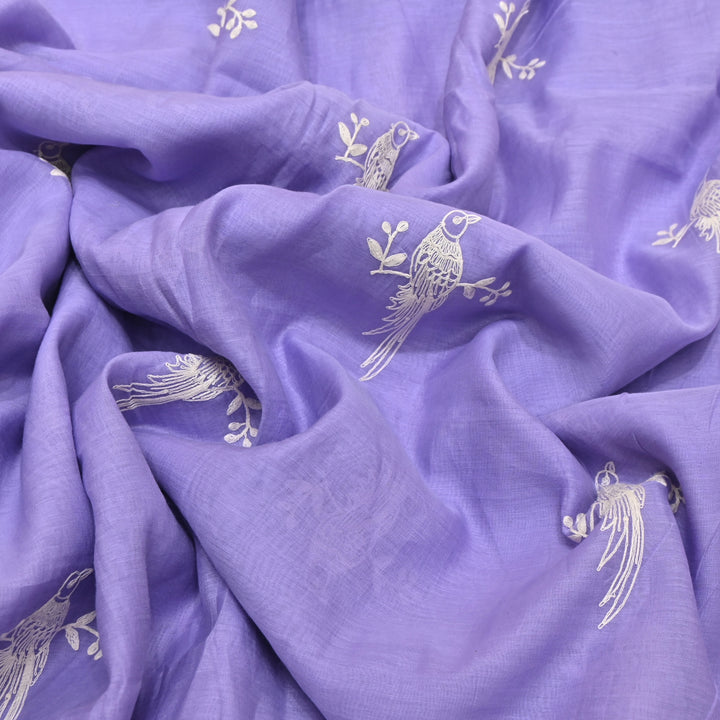 LAVENDER PURPLE COLOR MUL CHANDERI THREAD EMBROIDERY FABRIC GP4120A-6