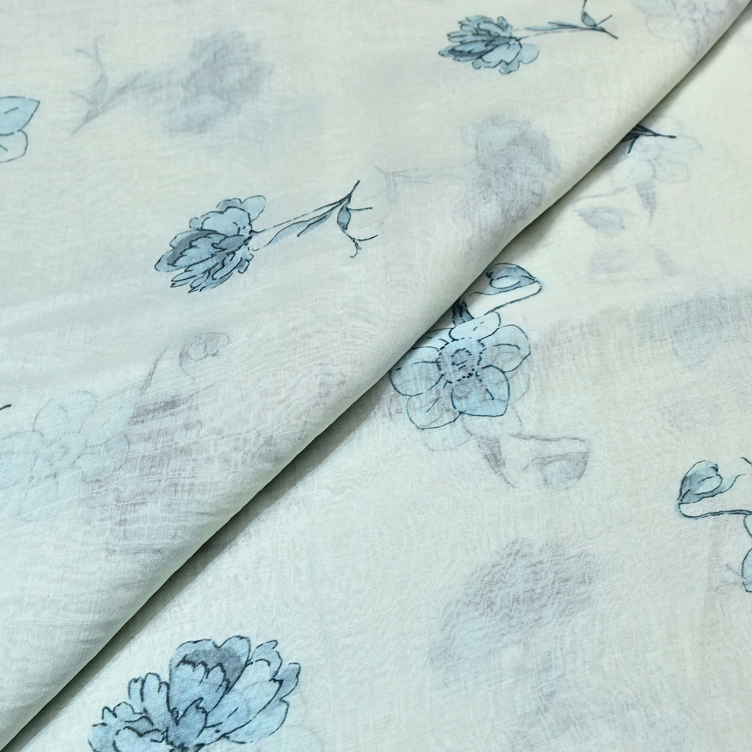 Mul Chanderi Digital Print Fabric - Soft Lightweight Designer Fabric GT0185-1J