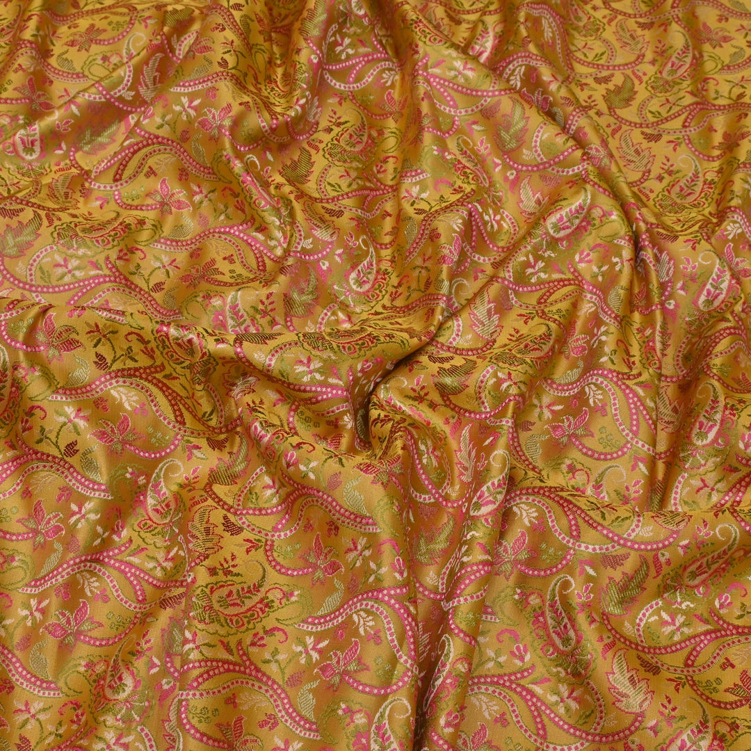 Satin Zari Tehra Brocade Fabrics