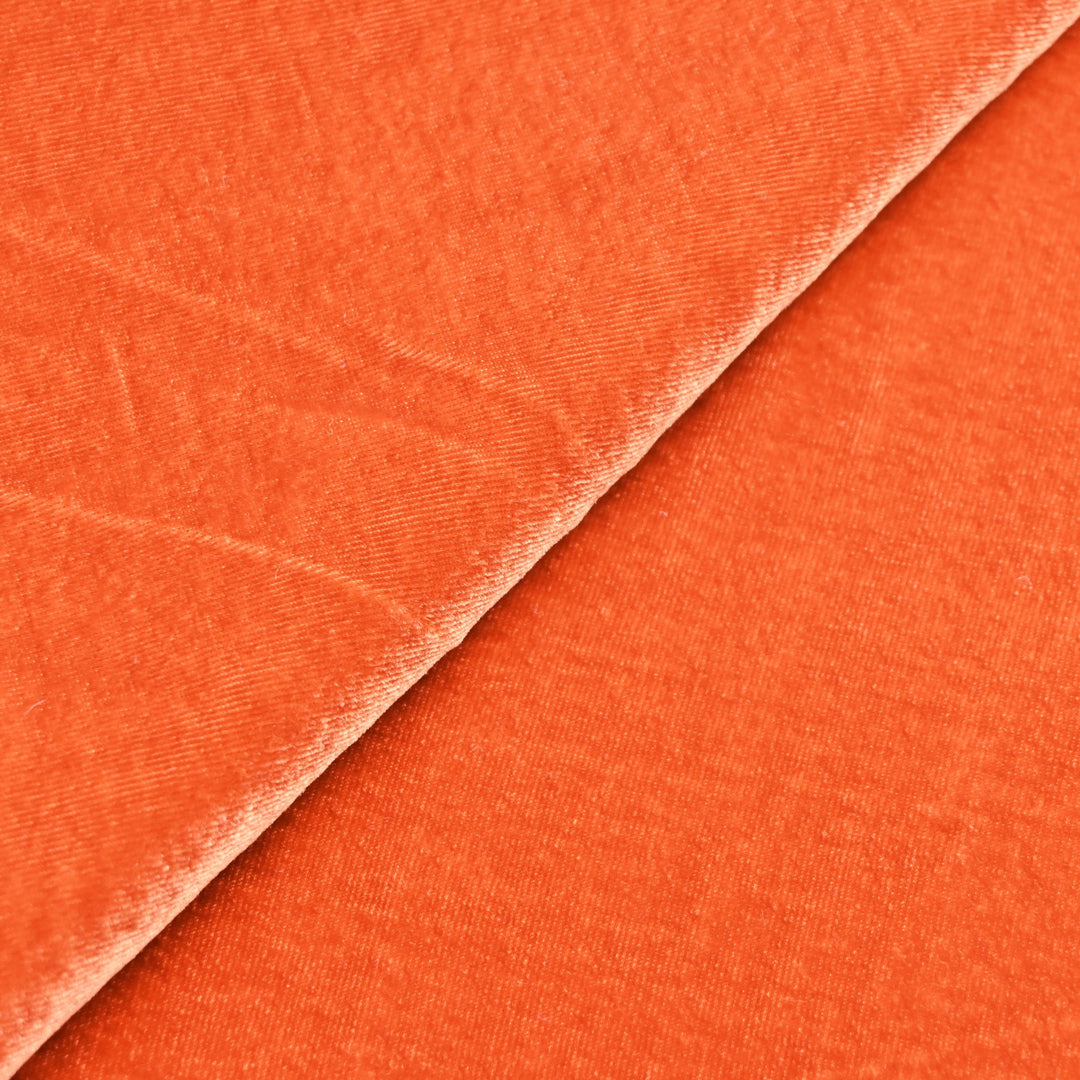 Reddish Orange Color Plain Pure Silk Velvet Fabrics