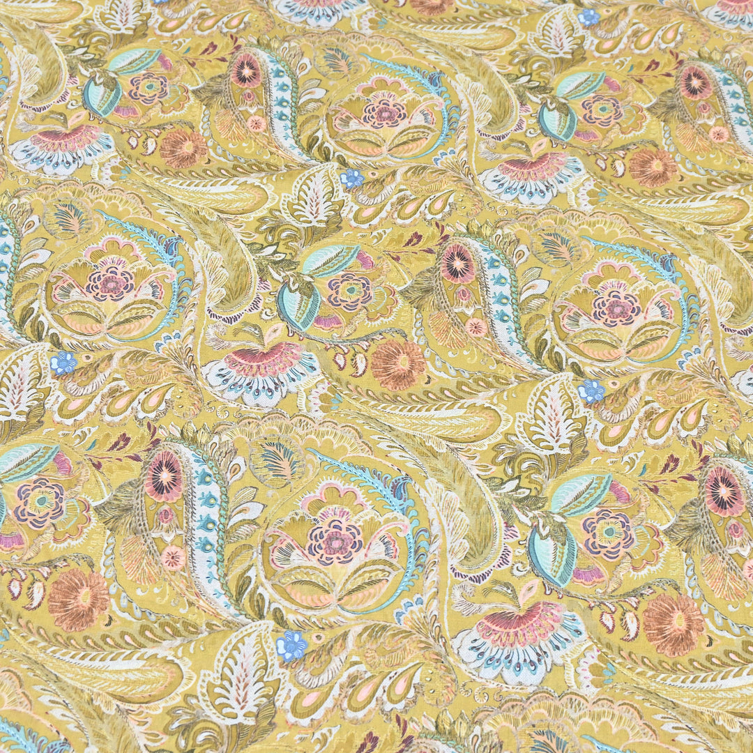 Vintage Yellow Italian Lawn Print Fabric