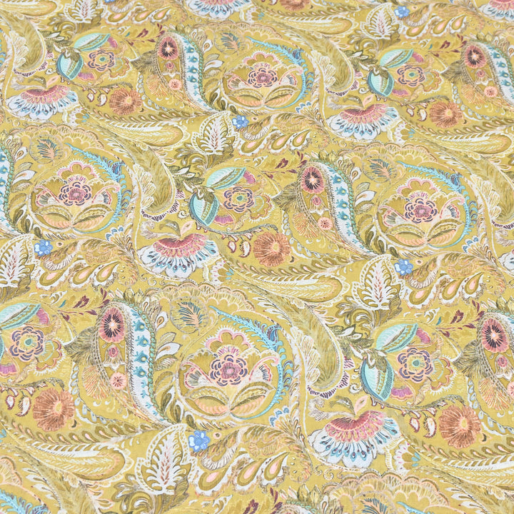 Vintage Yellow Italian Lawn Print Fabric