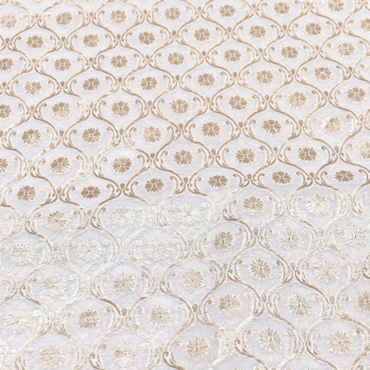 Banarasi Chanderi Gold Mat Zari Fabric – Premium Designer Ethnic Wear Fabric 000313-11