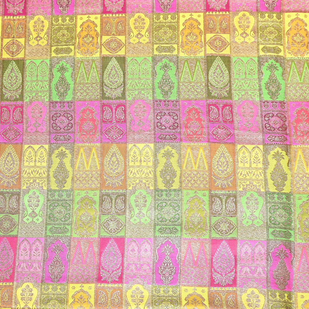 Multi Rangoli Brocade Fabric – Premium Zari Woven Designer Brocade Fabric 001006-A15