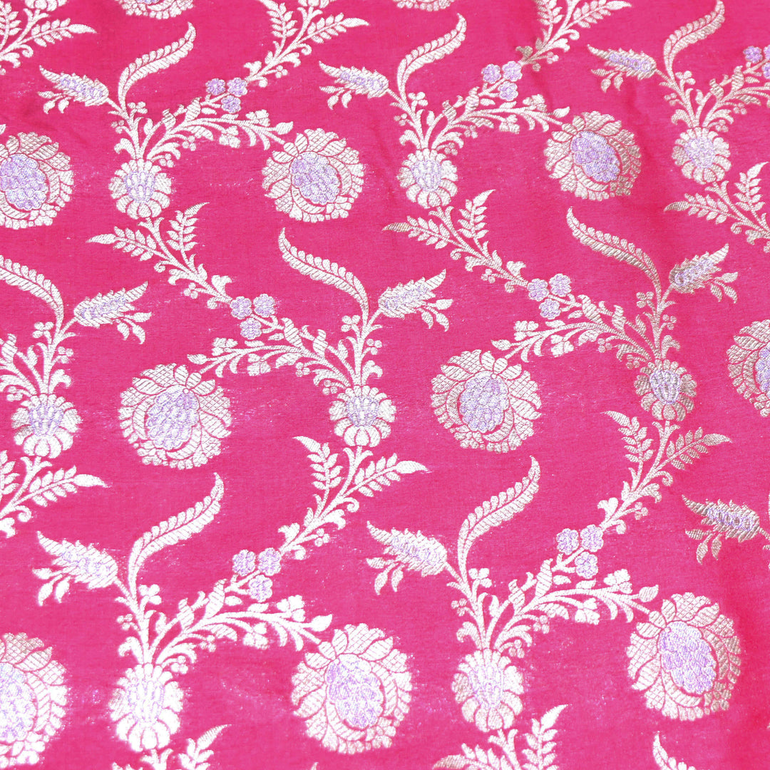 Soft pink & Antique Gold Floral Brocade Fabric.