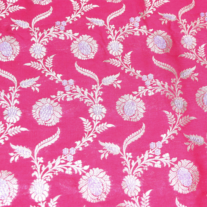 Soft pink & Antique Gold Floral Brocade Fabric.