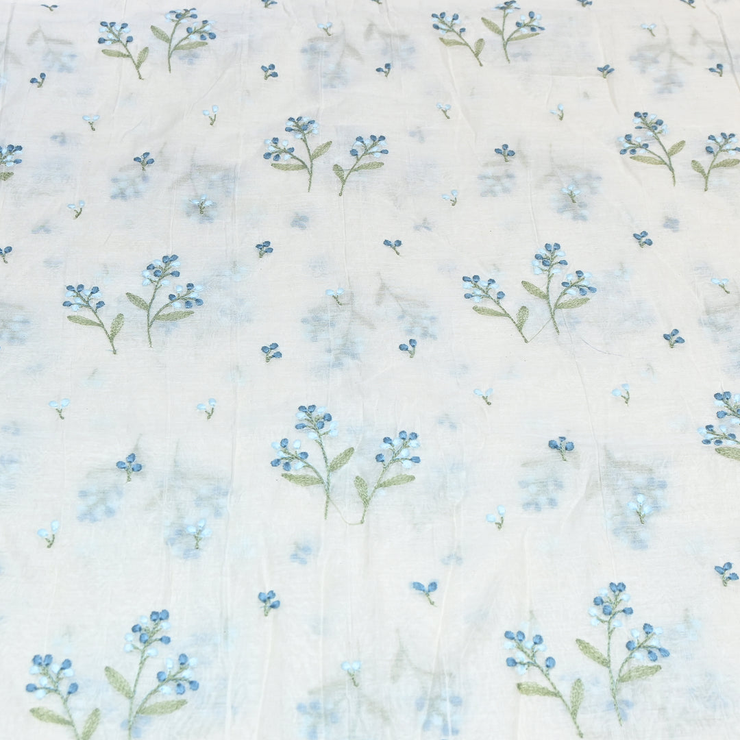 Dyeable Mul Chanderi Thread Embroidery Fabric – Soft Summer Designer Fabric-MF8212-2
