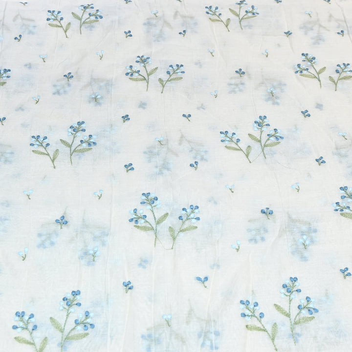 Dyeable Mul Chanderi Thread Embroidery Fabric – Soft Summer Designer Fabric-MF8212-2