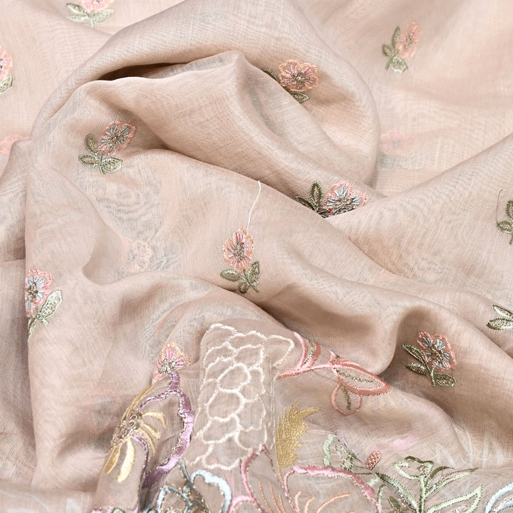 Mul Chanderi Floral Thread & Zari Embroidery Fabric – Designer Summer Fabric HC0041-1