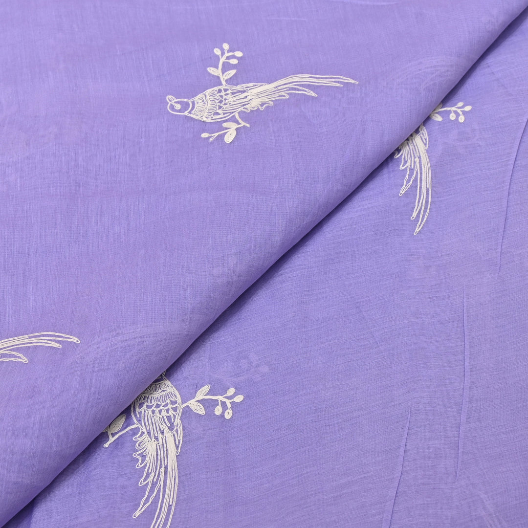 LAVENDER PURPLE COLOR MUL CHANDERI THREAD EMBROIDERY FABRIC GP4120A-6