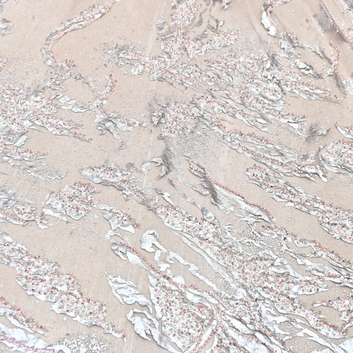 IMPORTED NET FOIL FABRIC WITH SEQUINS EMBELLISHMENT- PT1001- 02