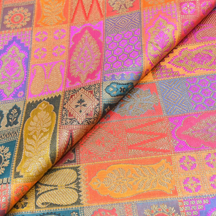 Multi Colour Rangoli Brocade Fabrics