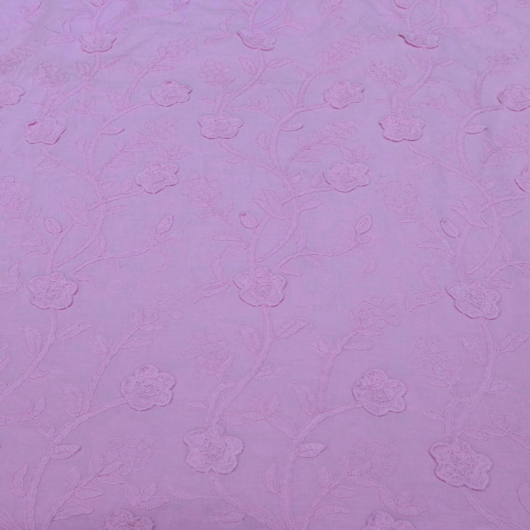 Purple Dragon Color Pure Cotton Floral Thread Embroidery Fabric