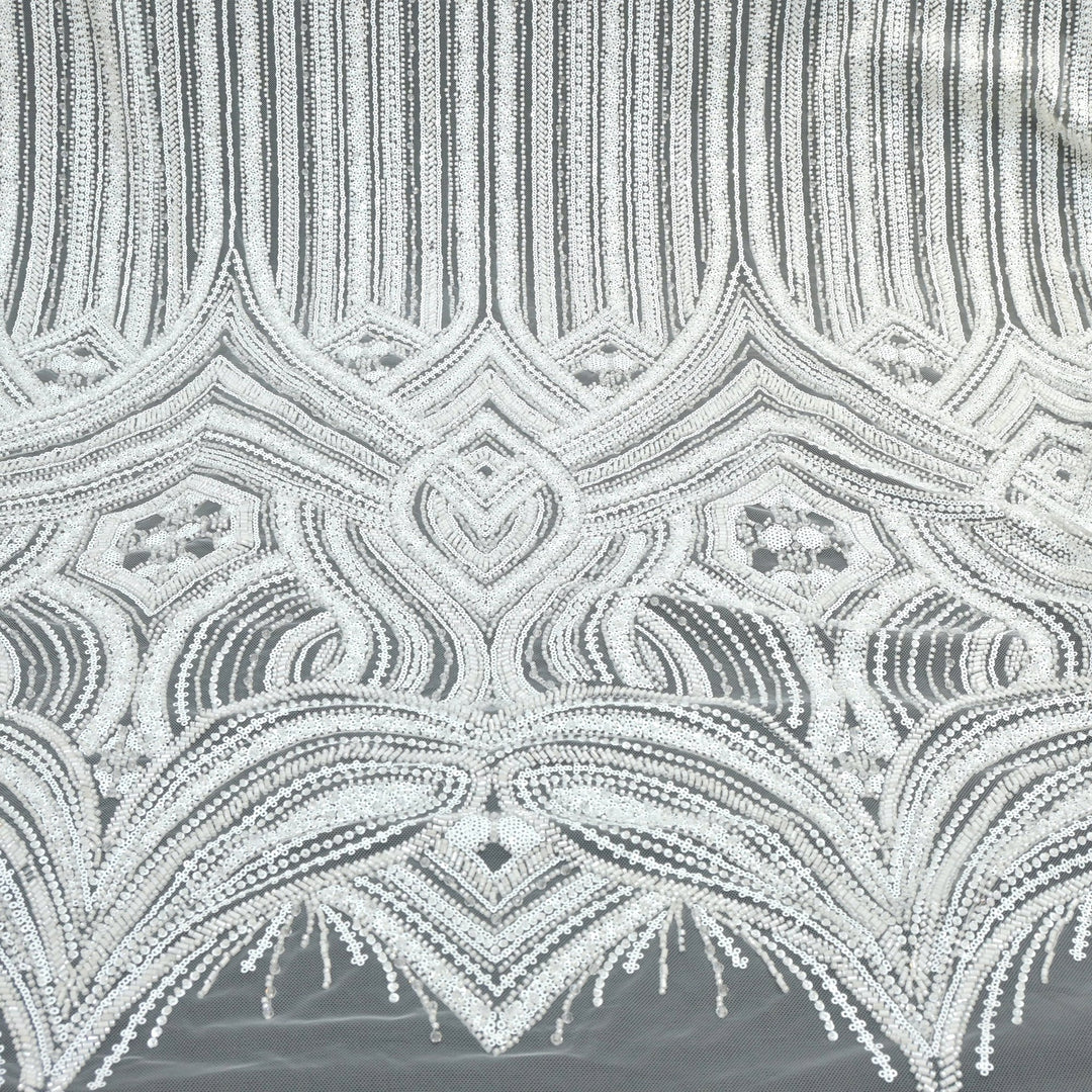 Imported Net Cutdana With Sequins Handwork Embroidery Fabrics