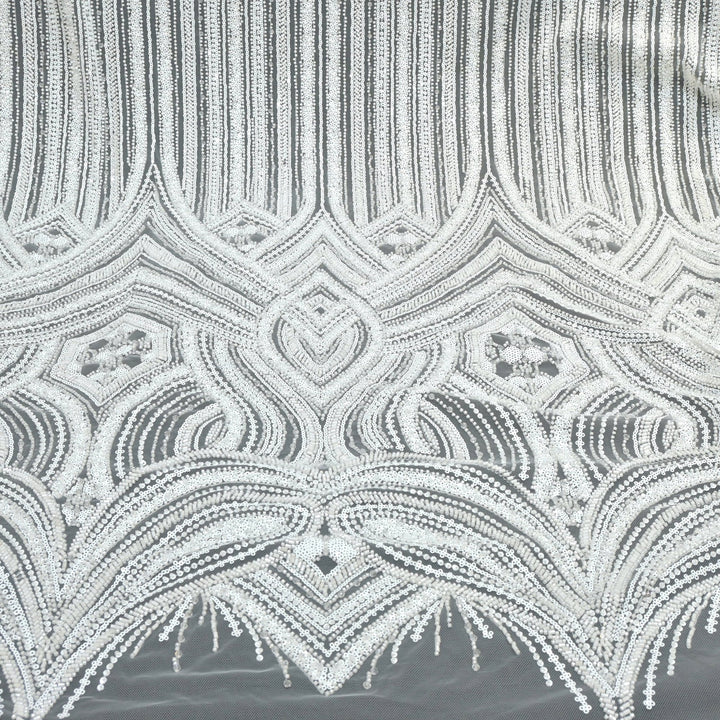 Imported Net Cutdana With Sequins Handwork Embroidery Fabrics