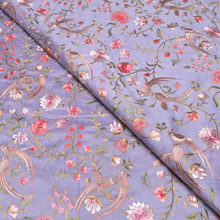 Silk Chanderi Multi Thread Embroidery Fabrics