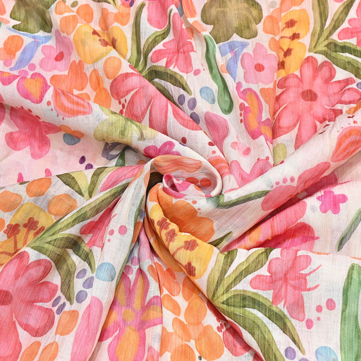 Multi Color Crush Muslin Digital Print Fabric – Soft Designer Muslin Print Fabric- COO145-13