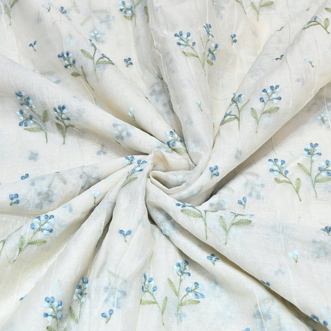 Dyeable Mul Chanderi Thread Embroidery Fabric – Soft Summer Designer Fabric-MF8212-2