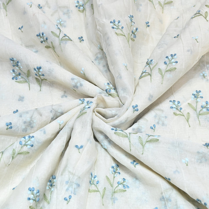 Dyeable Mul Chanderi Thread Embroidery Fabric – Soft Summer Designer Fabric-MF8212-2
