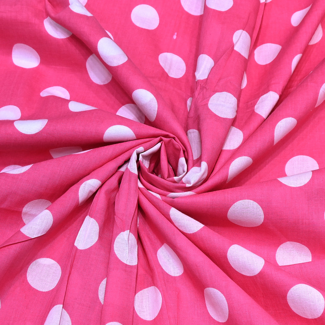 Premium Cotton Polka Dot Printed Fabric - Soft Breathable Designer Cotton Fabric - 000350-1b