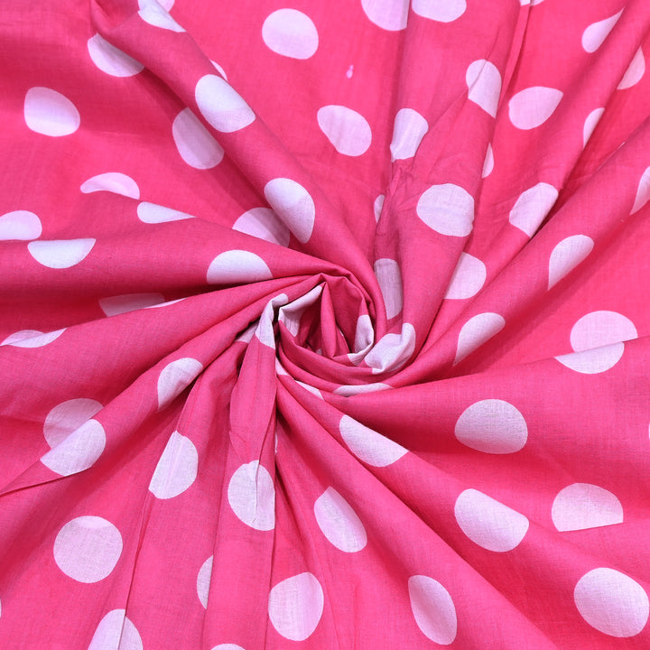 Premium Cotton Polka Dot Printed Fabric - Soft Breathable Designer Cotton Fabric - 000350-1b