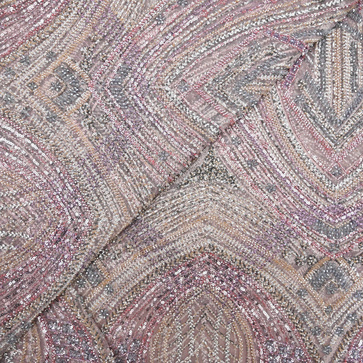 Soft Mauve Pink Net Imported Embroidery Fabric.|29T50