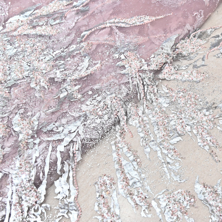 IMPORTED NET FOIL FABRIC WITH SEQUINS EMBELLISHMENT- PT1001- 02