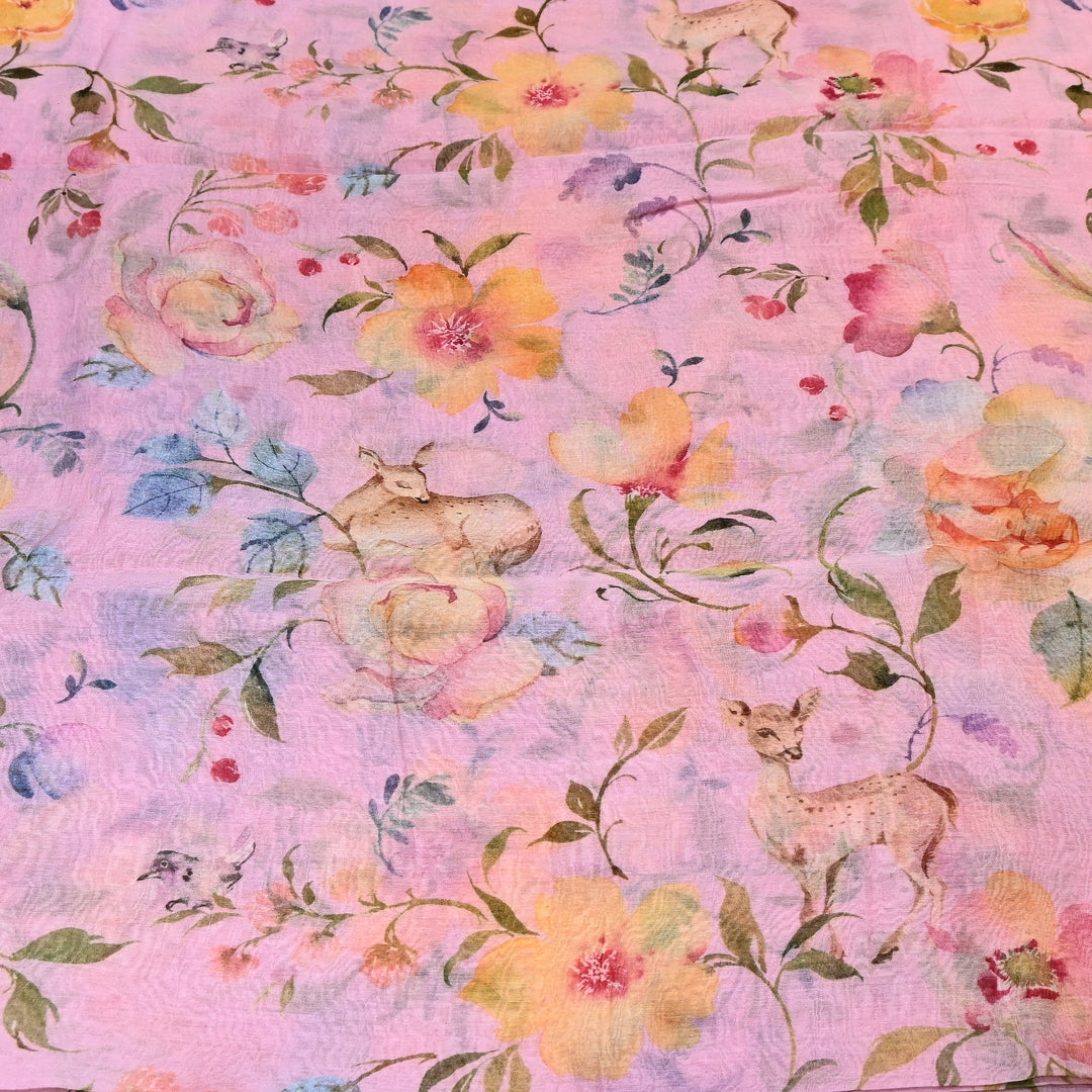 Mul Chanderi Digital Print Fabric - Soft Lightweight Designer Fabric GT0185-1K