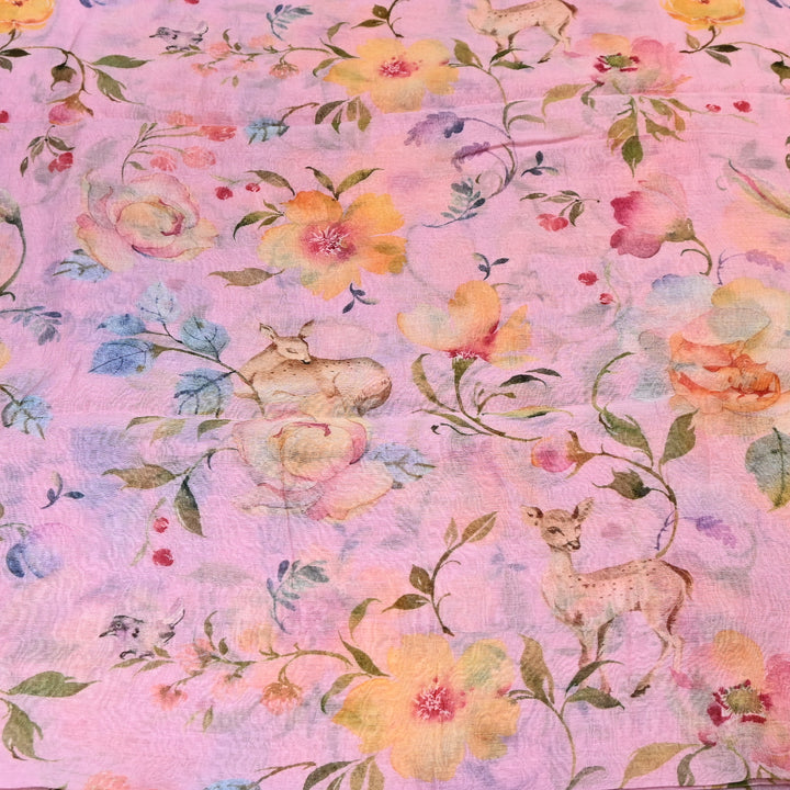 Mul Chanderi Digital Print Fabric - Soft Lightweight Designer Fabric GT0185-1K