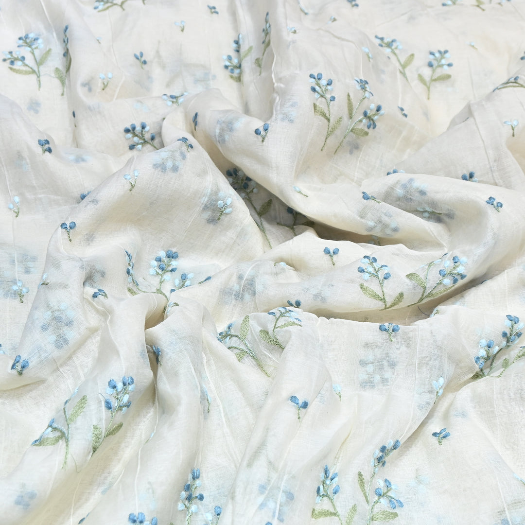 Dyeable Mul Chanderi Thread Embroidery Fabric – Soft Summer Designer Fabric-MF8212-2