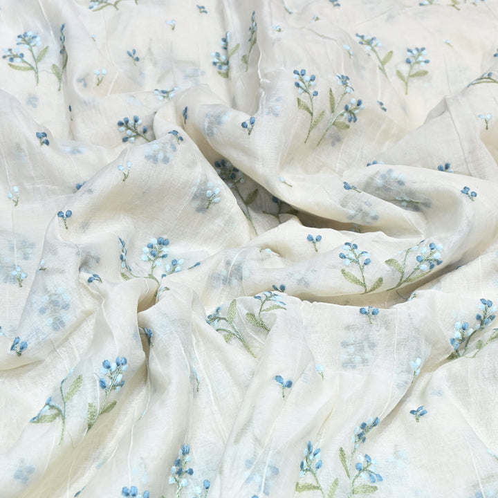 Dyeable Mul Chanderi Thread Embroidery Fabric – Soft Summer Designer Fabric-MF8212-2