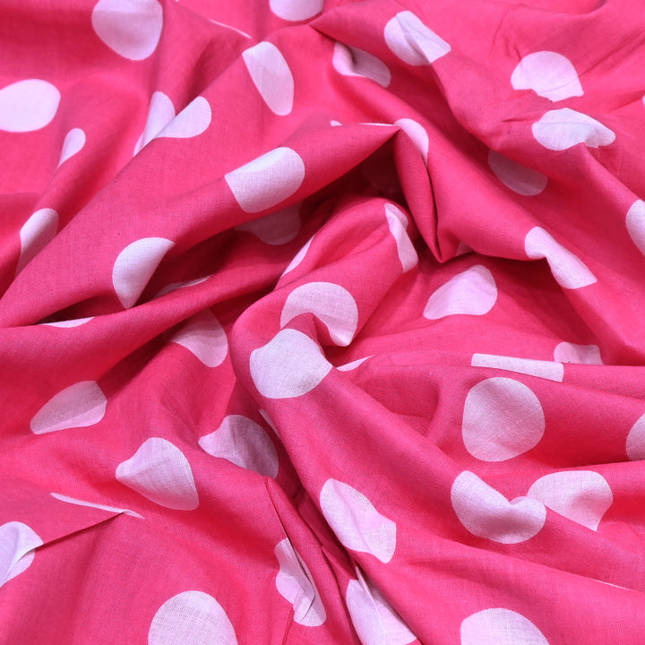 Premium Cotton Polka Dot Printed Fabric - Soft Breathable Designer Cotton Fabric - 000350-1b