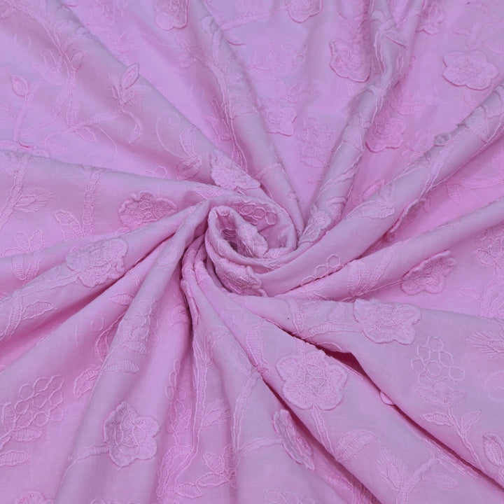 Purple Dragon Color Pure Cotton Floral Thread Embroidery Fabric