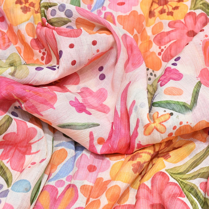 Multi Color Crush Muslin Digital Print Fabric – Soft Designer Muslin Print Fabric- COO145-13