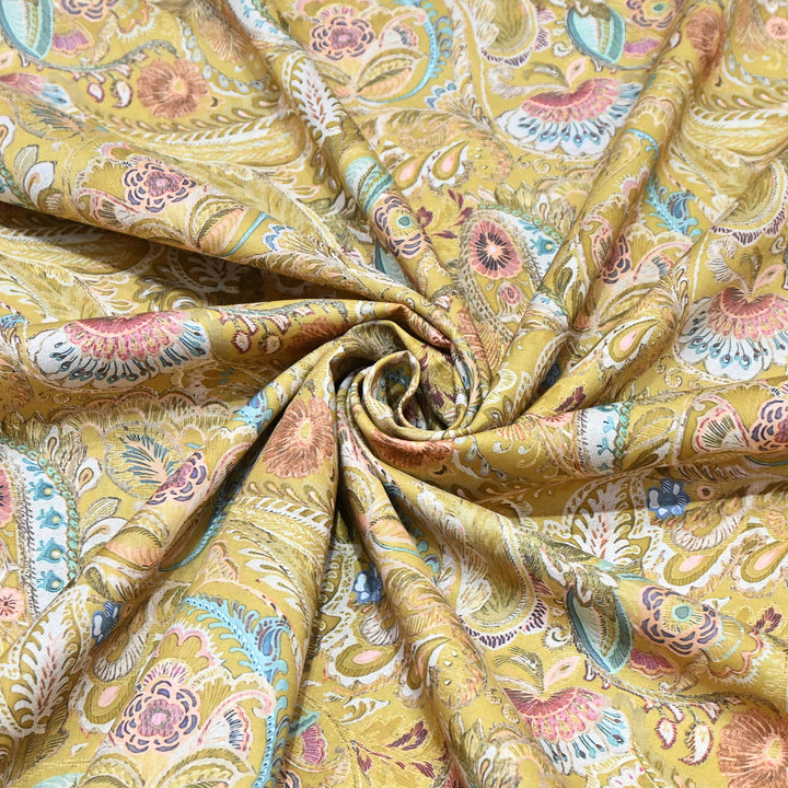 Vintage Yellow Italian Lawn Print Fabric