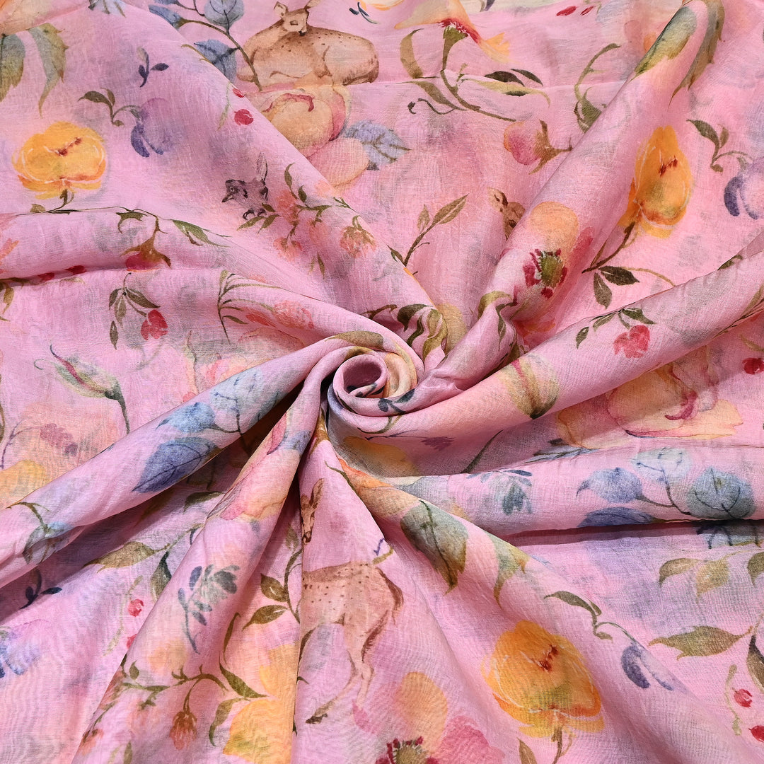 Mul Chanderi Digital Print Fabric - Soft Lightweight Designer Fabric GT0185-1K