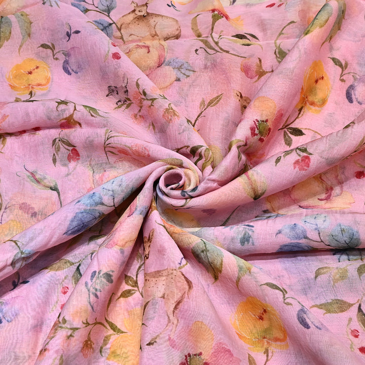 Mul Chanderi Digital Print Fabric - Soft Lightweight Designer Fabric GT0185-1K