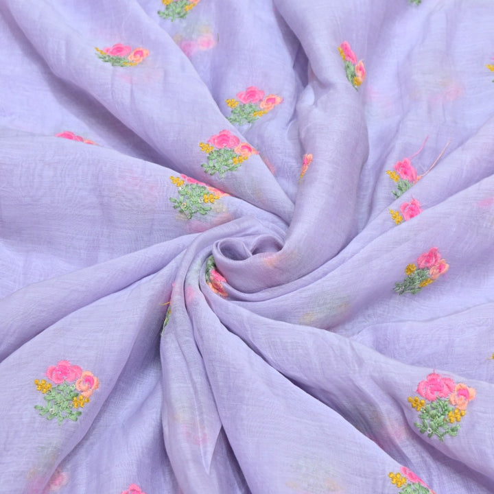 Melrose  Color Mul Chanderi Thread & Sequins Embroidery Fabric | Designer Fabric-V01954C