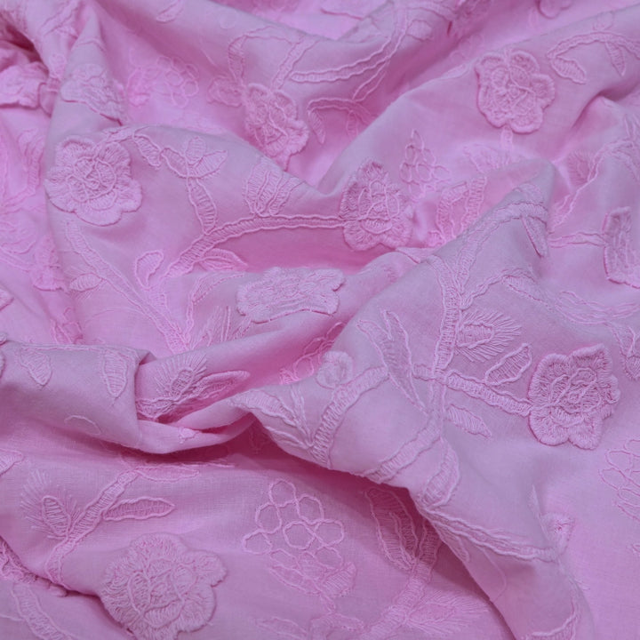 Purple Dragon Color Pure Cotton Floral Thread Embroidery Fabric