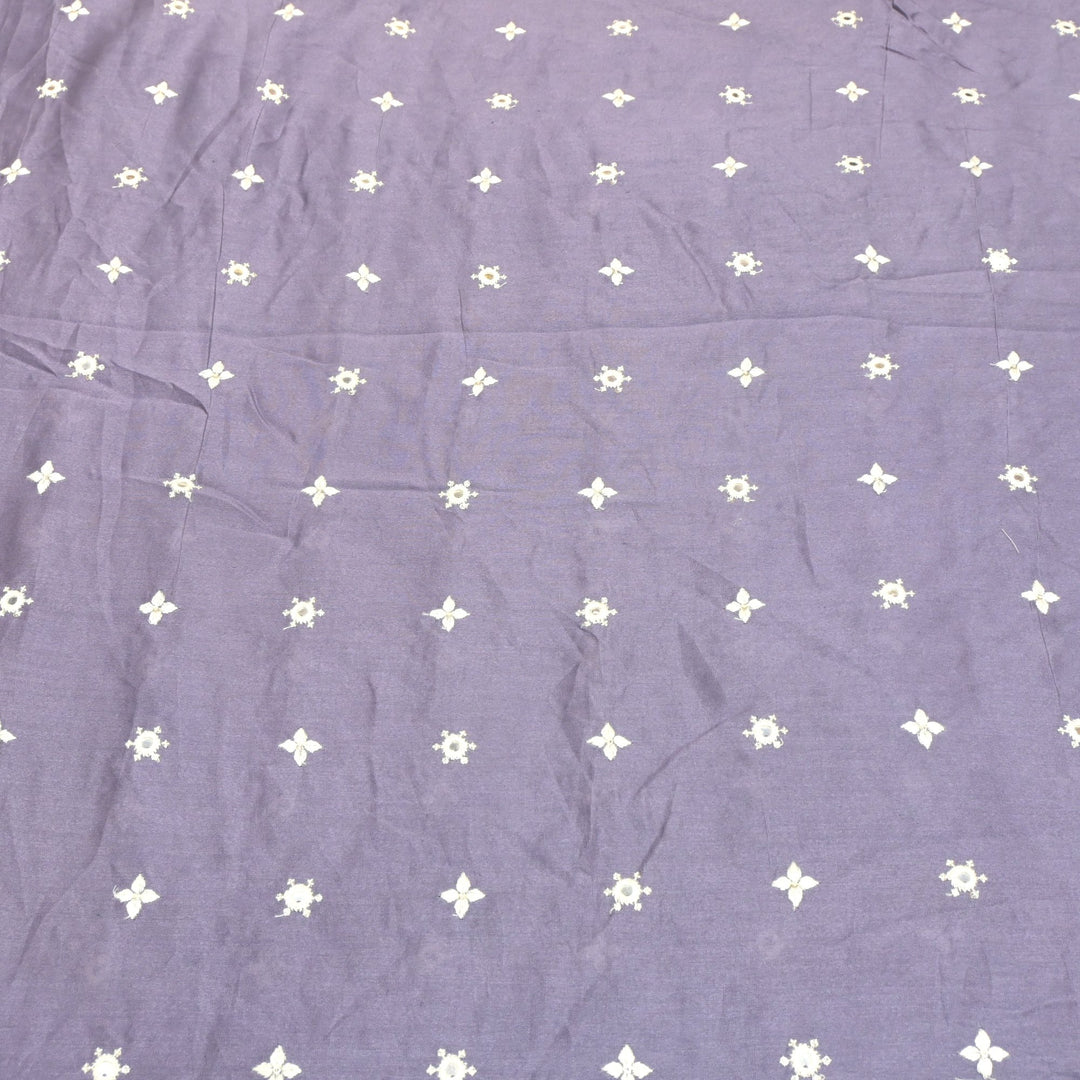 Silk Chanderi Mirror & Thread Buti Embroidery Fabric