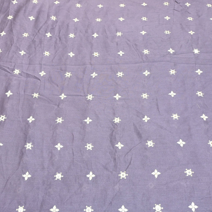 Silk Chanderi Mirror & Thread Buti Embroidery Fabric