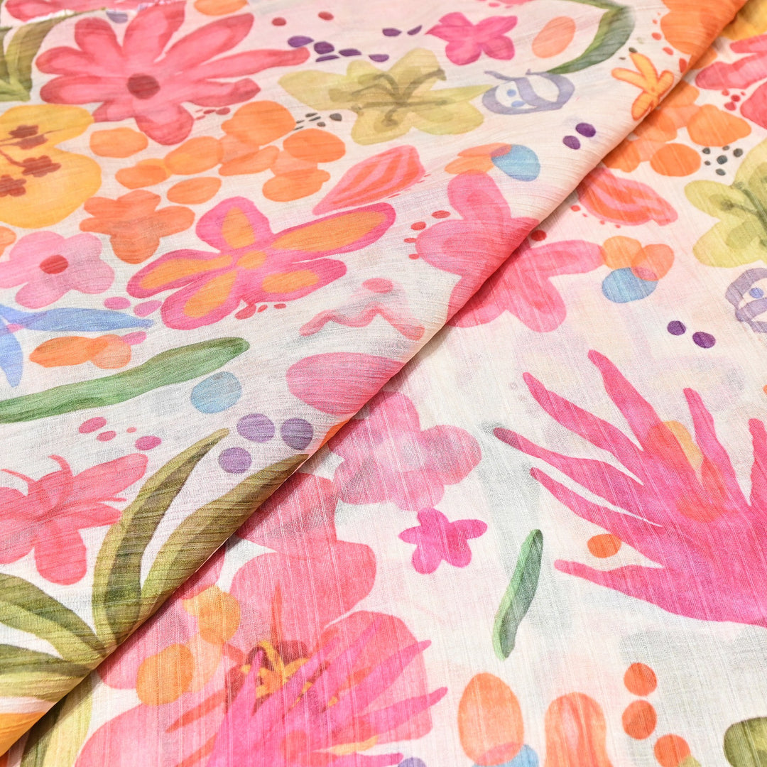 Multi Color Crush Muslin Digital Print Fabric – Soft Designer Muslin Print Fabric- COO145-13