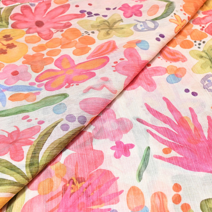 Multi Color Crush Muslin Digital Print Fabric – Soft Designer Muslin Print Fabric- COO145-13