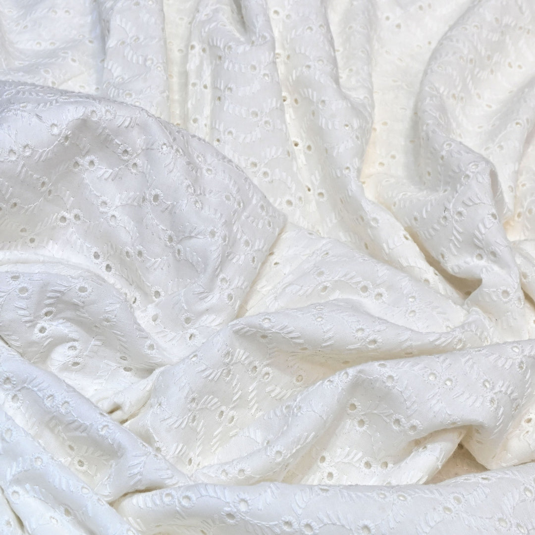 Cotton Chikan Cutwork Fabric- Lightweight Designer Embroidery Fabric- SIF145-5