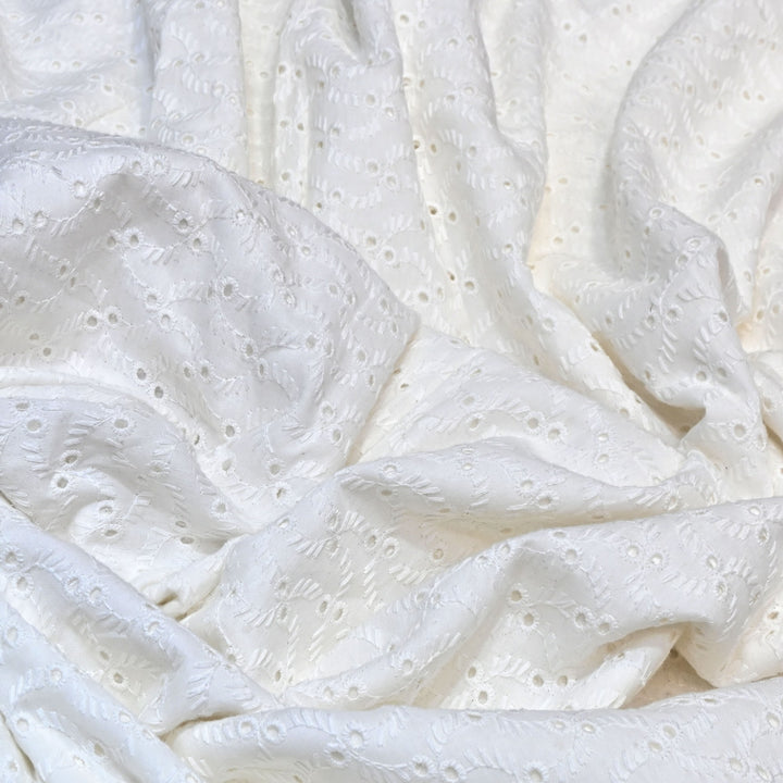 Cotton Chikan Cutwork Fabric- Lightweight Designer Embroidery Fabric- SIF145-5