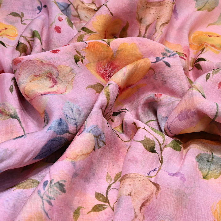 Mul Chanderi Digital Print Fabric - Soft Lightweight Designer Fabric GT0185-1K