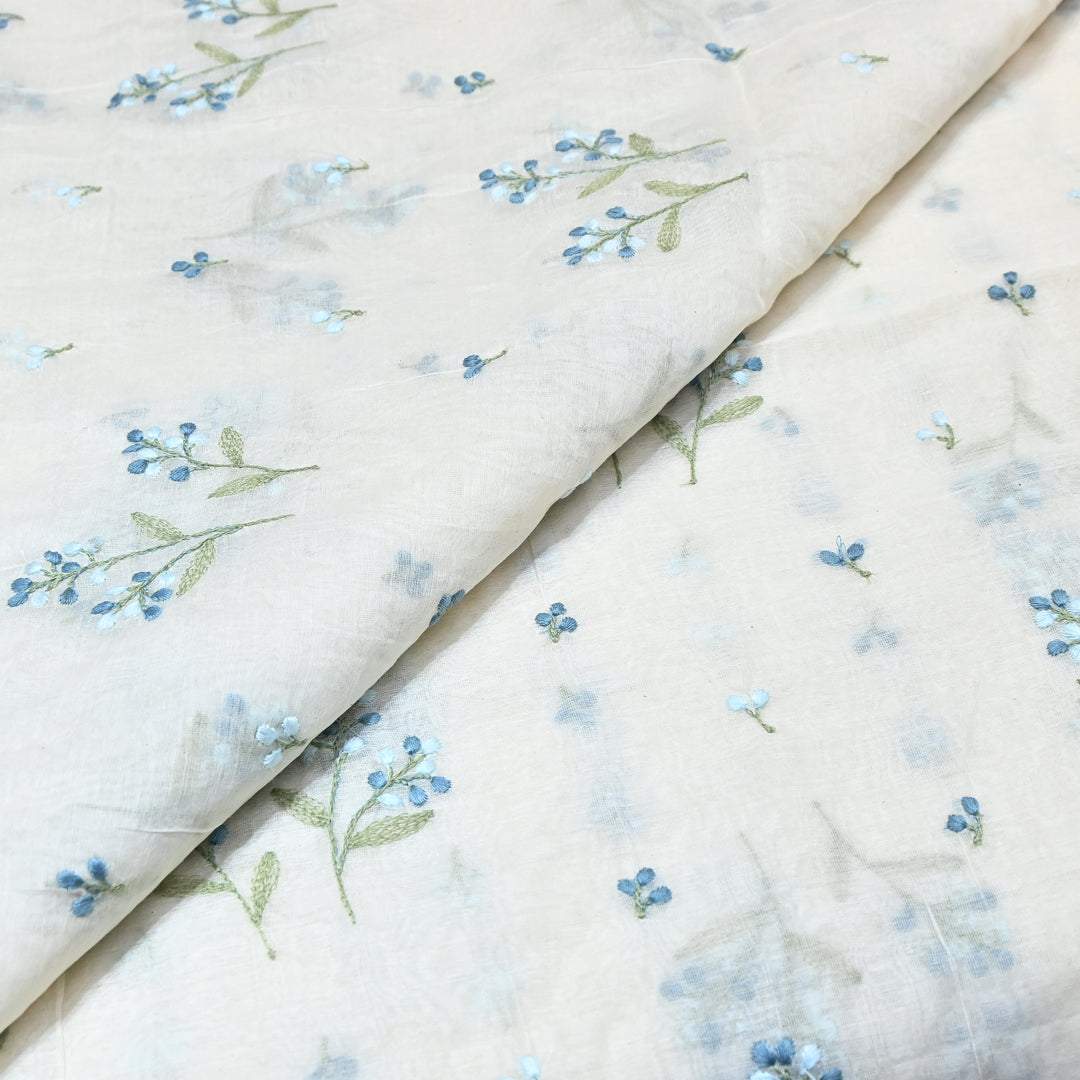 Dyeable Mul Chanderi Thread Embroidery Fabric – Soft Summer Designer Fabric-MF8212-2