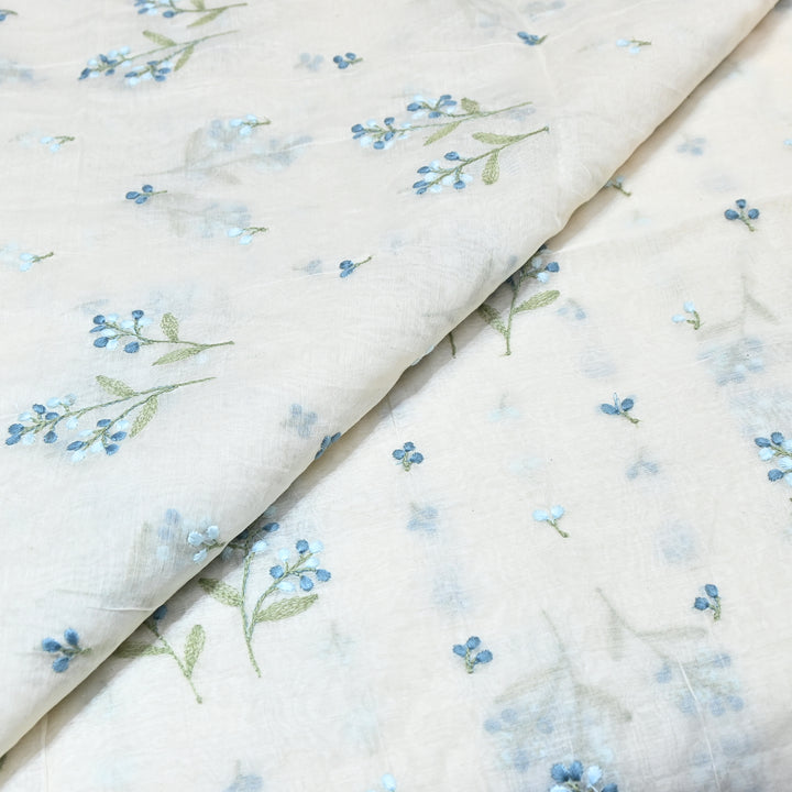 Dyeable Mul Chanderi Thread Embroidery Fabric – Soft Summer Designer Fabric-MF8212-2